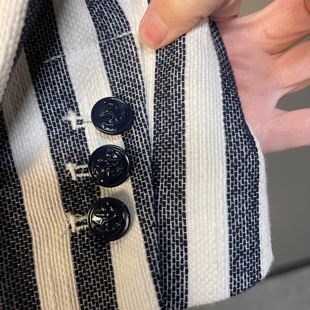 LOFT Nautical Navy and White Striped Women's Blazer - Picture 4 of 8